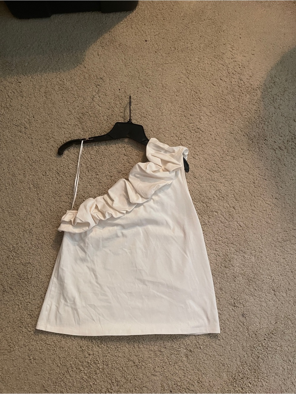 Express White One-Shoulder Ruffle Tank